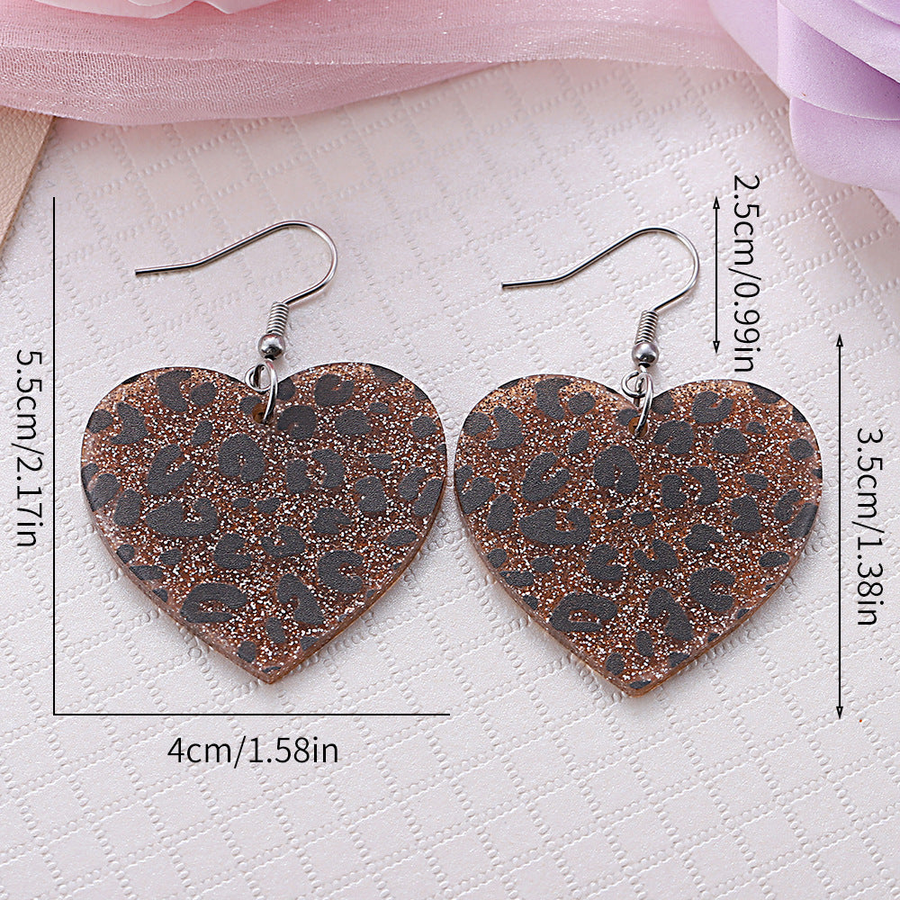 Wholesale Valentine's Day Love Leopard Sequin Pendant Earrings Acrylic Sexy Leopard Earrings Gift